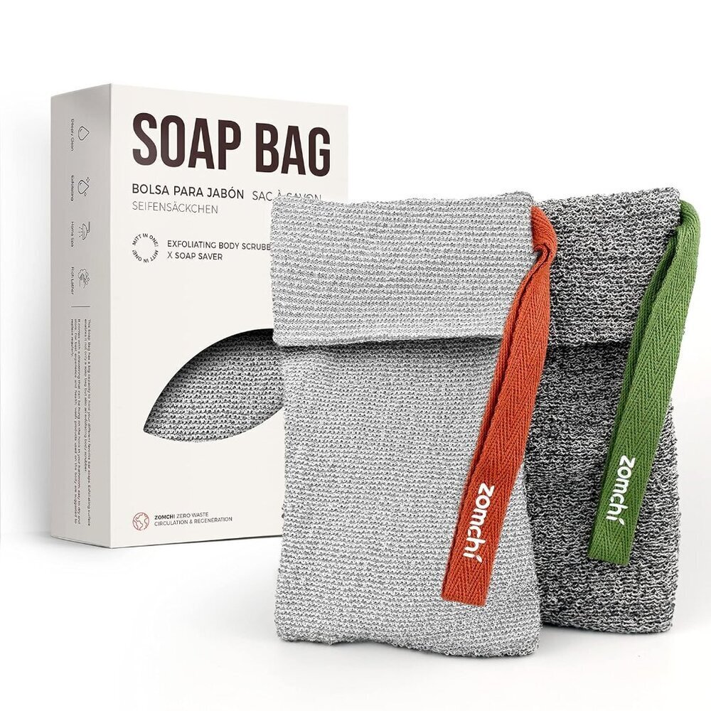 2 Pieces Different Roughness Soap Pouch and Soap Saver Pocket for Use in Shower,
